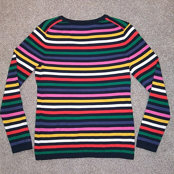 NWT Sz S Tommy Hilfiger Rainbow Stripe Sweater - Picture 2 of 8